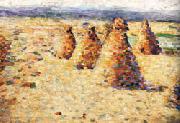 Charles Angrand Hay ricks in Normandy oil